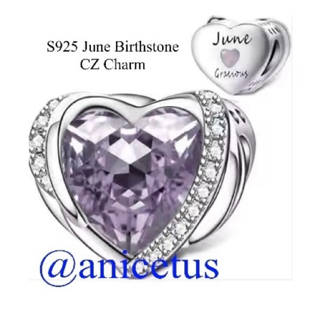 NWOT S925 Sterling Silver June Birthstone CZ Charm